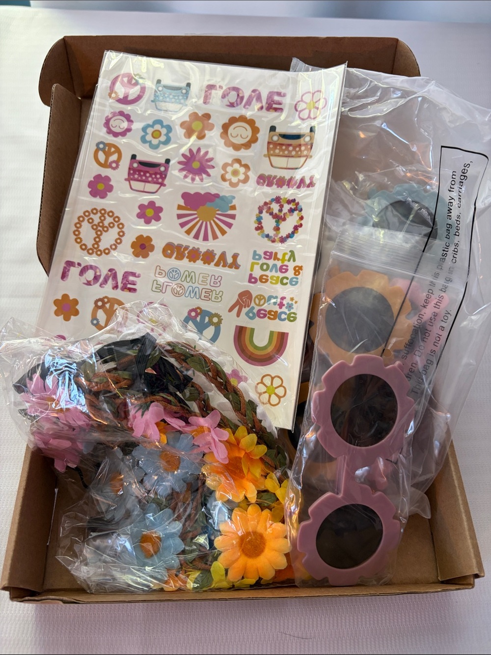 Retro Flower Sunglasses with Floral Stickers and Headband Set of (6) NIP